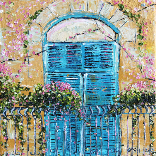 Blossoms and Blue Shutters